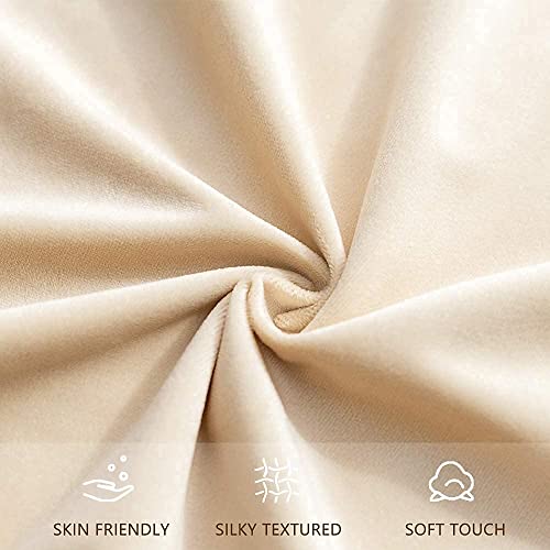 Image of Decorative Holland Velvet Cushion Square Pillow Covers Pillowcases for Sofa Bedroom with Invisible Zipper || (Cream, Set of 5 Piece (16X16 Inches)