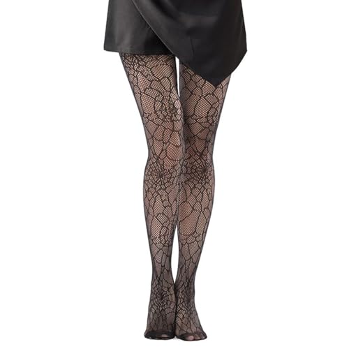 Strumpfhose Spinnennetz, Schwarz Strumpfhose Spider für Damen Erwachsene, Halloween Sexy Netzstrümpfe Kostüm Deko Accessoires für Kostüm,...