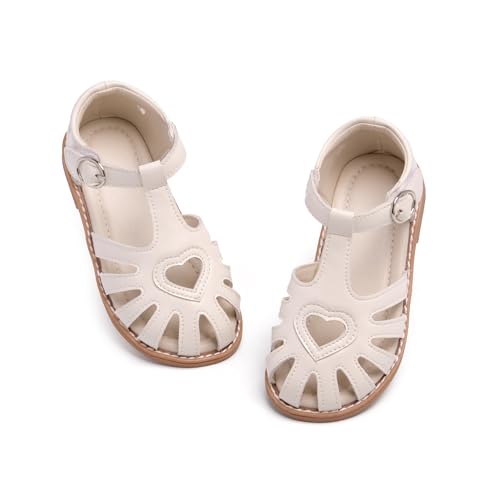 THEE BRON Princess Toddler Close Toe Sandals | Retro Lace-Up Design | Breathable Girls Shoes 3-12 Years(TB508 Little Kid,Champagne/12M)