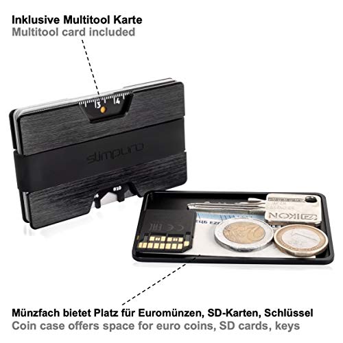 Premium Aluminium Creditcardhouder met Muntvak en Geldclip Nano - RFID NFC-bescherming - Slanke Portemonnee Kaarthouder - Viltbescherming tegen Kaartslijtage - Pasjeshouder Heren Mannen Dames Vrouwen (Zwart) - Image 5