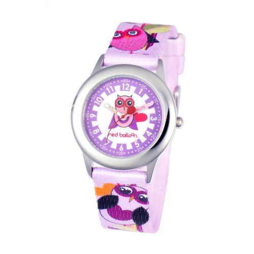 Red Balloon Kids' Stainless Steel Time Teacher Analog Quartz Nylon Strap Watch