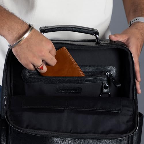 Image of BROWN BEAR BB Havana Laptop Backpack - Black Office Bag for Men, 15'' Compatible, Quick-Access Front Pocket, Unisex, Modern Design | Laptop bags for men office use