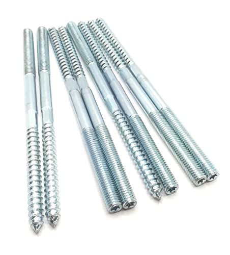 Hanger Bolt M8x150 Silvery Double Headed Bolt Self-Tapping Screw with Hexagon for Furniture 8Pcs