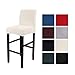ChicSoleil Housses de Tabouret de Bar en Velours, Housse de Chaise Extensible Amovible Lavable pour Courte Arrière Chaise de Salle à Manger Salon Décor Couleur Unie (Cream, Lot de 2)