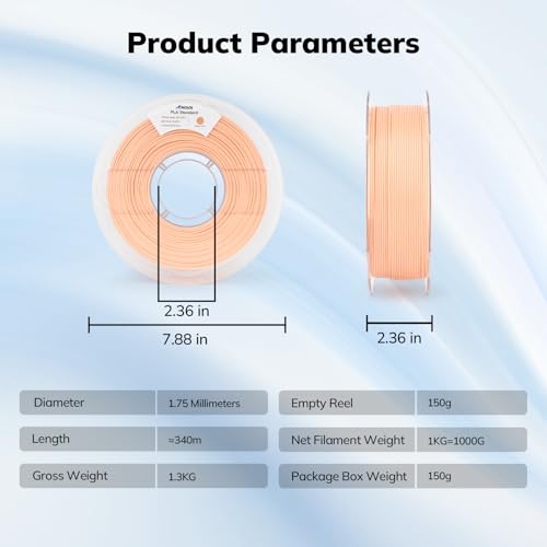 Image of AMOLEN 3D Printer Filament PLA - 1.75mm PLA High-Speed Filament Peach Fuzz PLA, 1KG /2.2lb, Dimensional Accuracy + /- 0.02 mm, Smooth & Non-Tangle, Fits For Most FDM 3D Printer, Supporting Up to 500mm /s