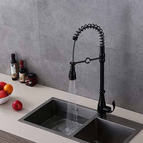 Robinet de cuisine mitigeur évier à ressort noir à levier