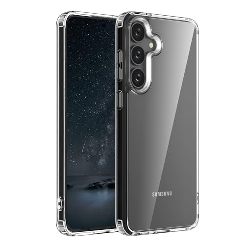 Image of ONES for Samsung Galaxy S25 FE Slim Case Clear, PC + TPU Hybrid, Military-Grade Drop Guard, Anti-Yellowing, Anti-Slip, Shockproof Silicone Hard Cover, Scratch Resistant, Transparent Case