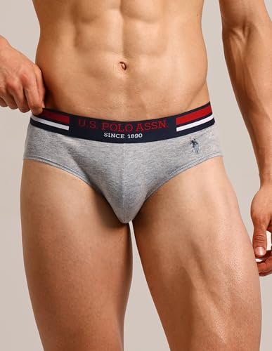 Image of U.S. Polo ASSN. Men's I006 Elasticized Waist Pure Cotton Underwear Briefs - Pack of 5