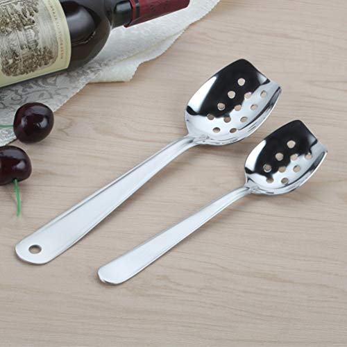 Cabilock Colher de aço inoxidável mini com ranhura para servir comida ocidental (G)