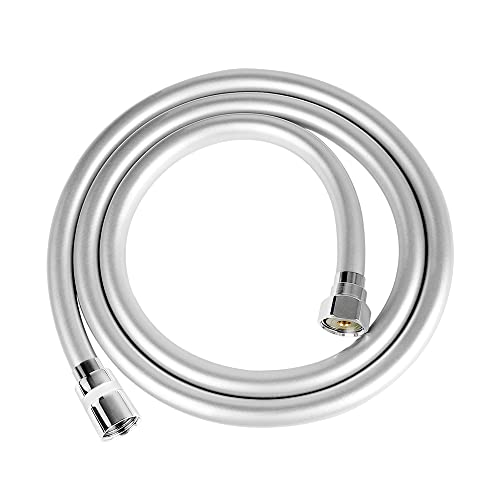 Tuyau de douche en PVC 1,75 m – Flexible de douche lisse avec chrome, remplacement universel, flexible et étanche