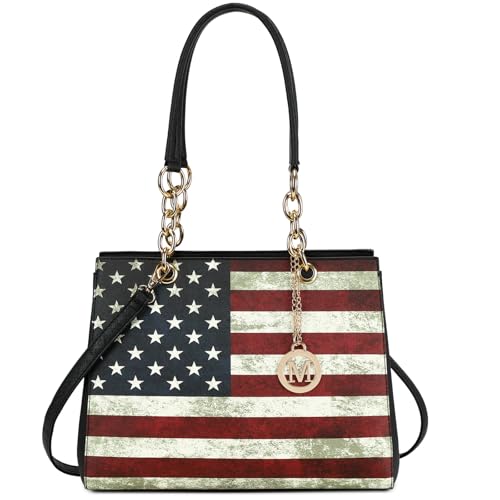 American Flag USA Stars and Stripes Patriotic Purses and Handbags for Women Leather Crossbody Bags Women's Tote Shoulder Bag