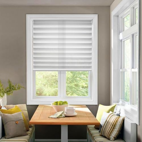 BlindsAvenue Cordless Pleated Window Shades, Easy Install, No Drill No Tools, White, Light Filtering Blinds, Size 19