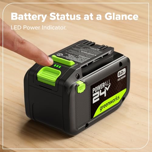 Image of Greenworks 24V 8.0Ah PowerAll Lithium-Ion High-Power Battery (Genuine Battery / 150+ Compatible Tools) with 100-Watt Bi-Directional USB-C Charger for iPhone 16, iPad, Galaxy, Pixel and More