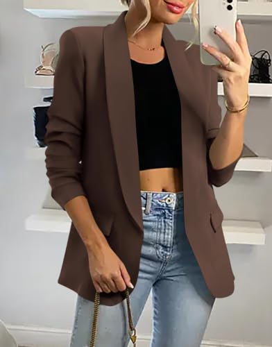KIRUNDO Womens Blazer 2026 Fall Business Casual Jackets(Coffee, M) - image 3