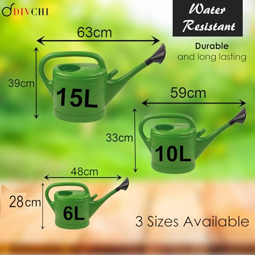 DIVCHI Green Plastic Watering Can with Wrap-Around Handle & Long Spout – Detachable Rose Sprinkler Head – Lightweight Garden Watering Can for Indoor & Outdoor Plant Care (6 Litre) 3 DIVCHI Green Plastic Watering Can with Wrap-Around Handle & Long Spout – Detachable Rose Sprinkler Head – Lightweight Garden Watering Can for Indoor & Outdoor Plant Care (6 Litre) - Image 3