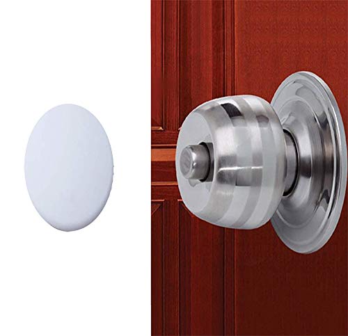 Xfenvs Door Knob Wall Shield, 6PCS White Round Soft Rubber Wall Protector Self Adhesive Door Handle Bumper (Small Round 1.57 Inch 6PCS, White)