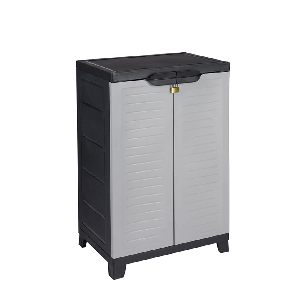 Kreher Hochwertiger Kunststoffschrank der Elite Serie mit 2 verstellbaren Einlegeböden und je 20kg Tragkraft - mittlere Version
