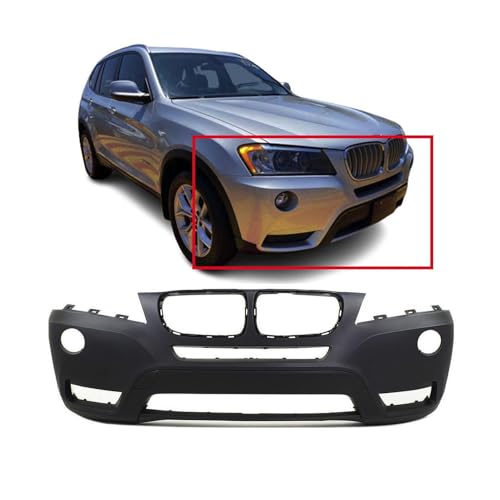 Image of FitParts Compatible with BMW X3 2011-2014 Front Bumper Cover | Primed, With Fog Light Holes, Without Parking Sensor Holes, Ready to Paint, OEM 51117210451, BM1000252