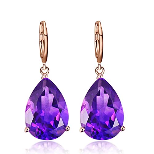 Boucles d'oreilles violettes en or 18k avec améthyste de mariage