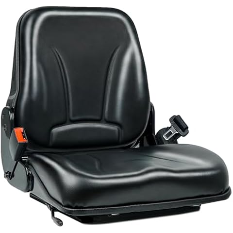 Universal Forklift Seat, Fold Down Tractor Seat with Retractable Safety Belt, and Micro Switch for Tractor, Excavator, Skid Loader, Backhoe, Dozer, Telehandler Cover