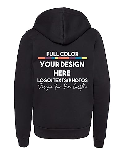 INK STITCH Unisex Youth Kids Bella Canvas 3739y Custom Deisgn Your Own Sponge Fleeece Hoodie Zip up3