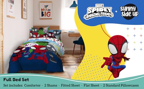 Sunny Side Up Marvel Spidey & His Amazing Friends Full Comforter Set - 7 Piece Kids Bedding Includes Comforter, Sheets & Pillow Cover - Super Soft Superheroes Microfiber Bed Set - Image 3
