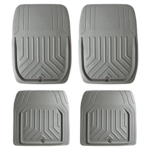 Image of FH Group Faux Leather Deep Dish Car Floor Mats - Trim-to-Fit, Universal Fit Full Set Automotive Floor Mats for Cars, SUVs & Trucks, Durable All-Weather Interior Protection, Gray