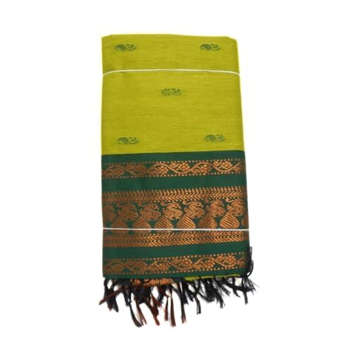 Image of Pure Kalyani Cotton Saree | Zari Border & Blouse Piece - Lata Gadwal Design | Traditional Saree