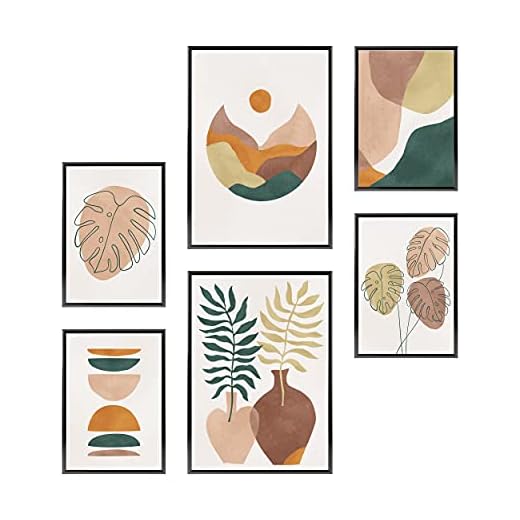 Heimlich Cuadros Decorativos - SIN Marcos -Decoración Colgante para Paredes de Sala, Dormitorios y Cocina - Arte Mural | 2 x A3 & 4 x A4-30x42 & 21x30 | » Monstera Plantas Abstracta «