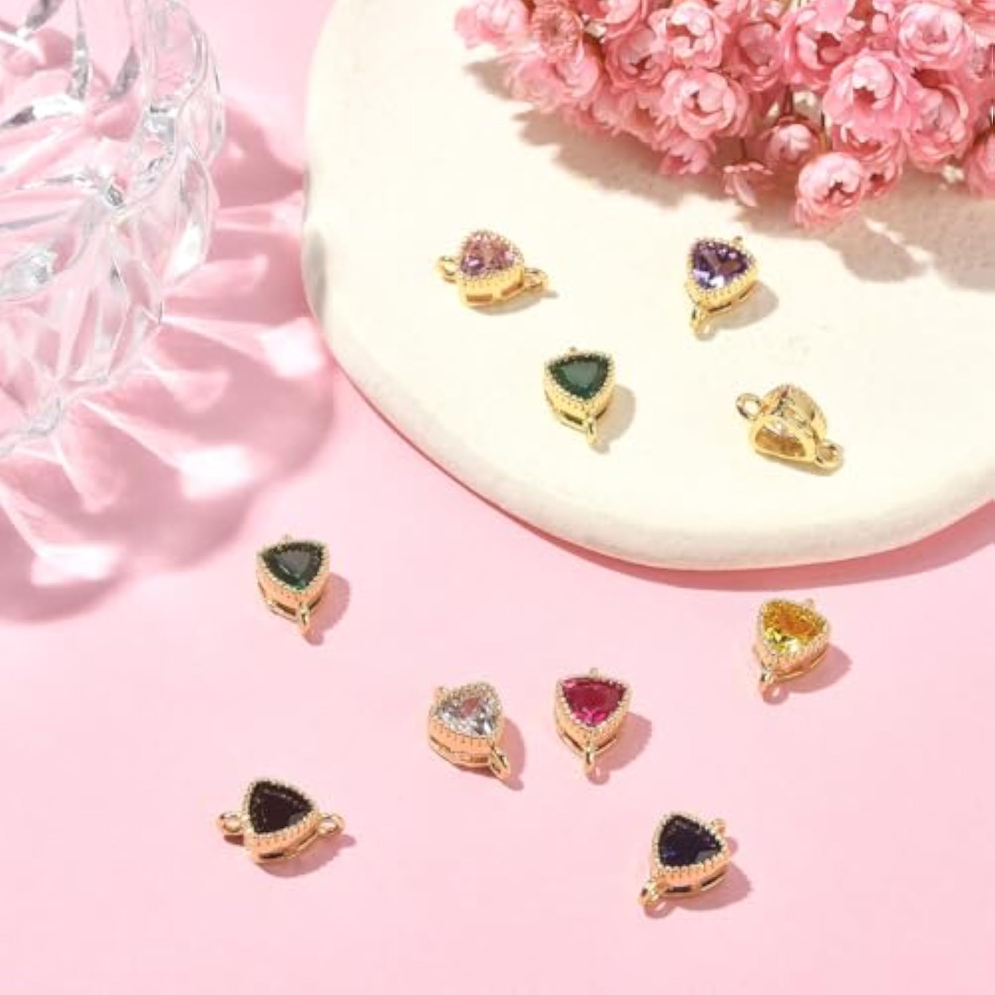 Cubic Zirconia Charms for DIY Jewelry Making, Assorted