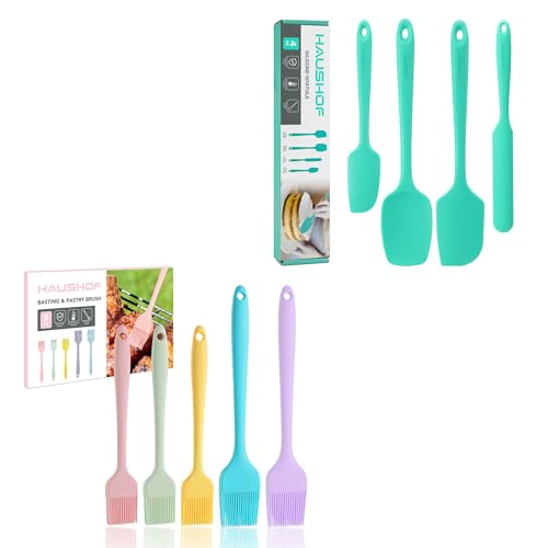 HAUSHOF Silicone Spatula Set & Basting Pastry Brush Set