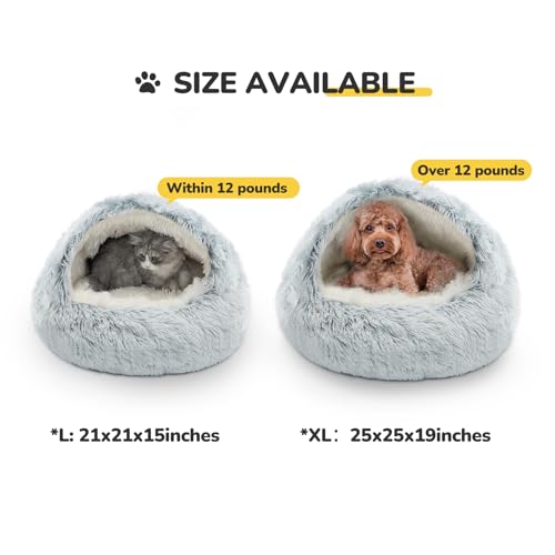 Lit rond pour chat CATISM en peluche gris lavable
