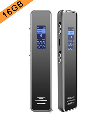 Digital Voice Recorder, Mini Pocket MP3 Player Recorder 16G Rechargeable Voice Activated Recorder