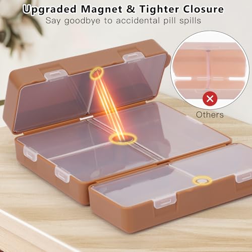Image of FYY Travel Pill Organizer, Large Pill Box Medicine Case-2pcs Brown
