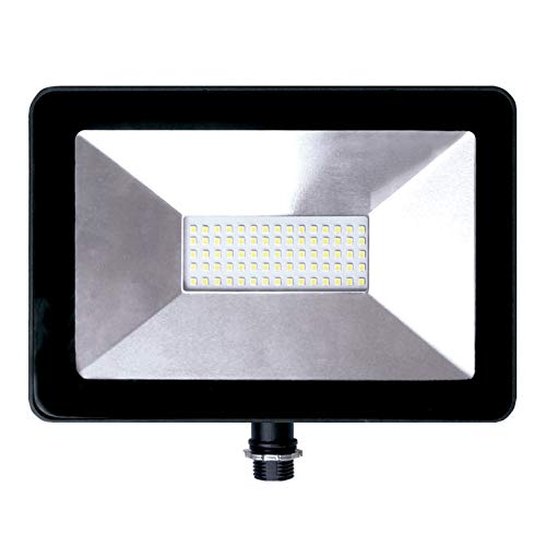 ASD 50W LED Flood Light Outdoor with Arm - 5000K Daylight 5133lm ETL & DLC - Super Bright Outdoor Light - Black Slim LED Flood Light Fixture - Landscape Yard Lighting