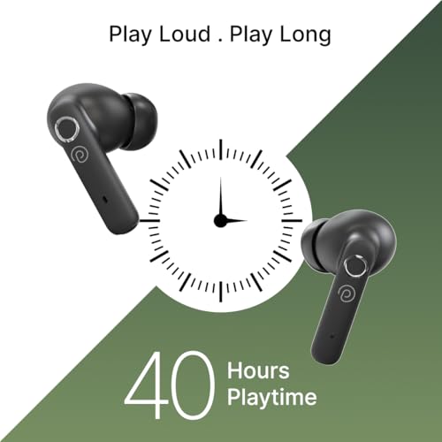 Image of pTron Bassbuds Tunes V2 In-Ear TWS Earbuds with Stereo Sound, 40Hrs Playtime, Stereo Calls, Bluetooth V5.3 Headphones with Quick Pairing, Touch Control, Voice Assistant, Type C Charging & IPX5 (Black)