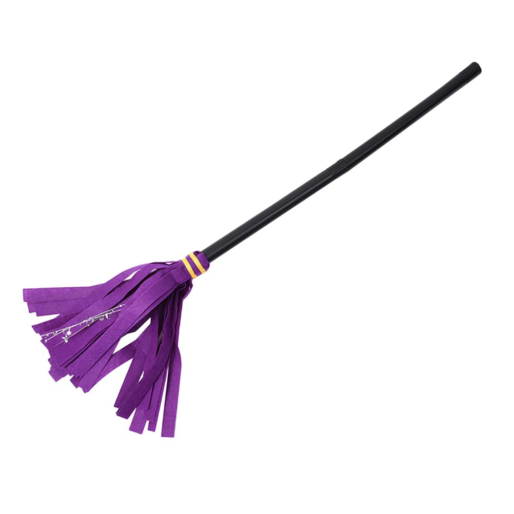 Amosfun Purple Halloween Witch Broom For Kids And Adults Dress Up Broomstick Costume Prop Ideal Cosplay Accessory For Halloween Party And Masquerade