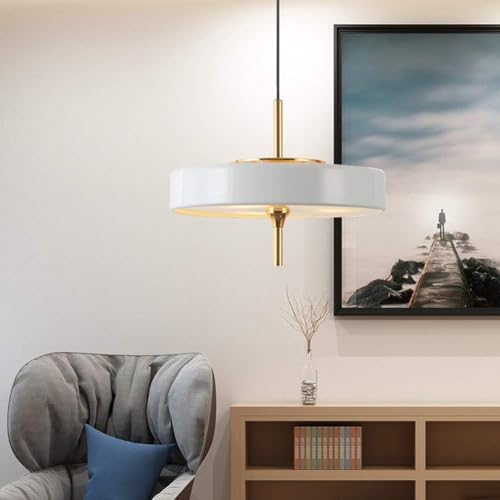 Luminaire suspendu bleu et blanc pour ambiance cosy de salon moderne