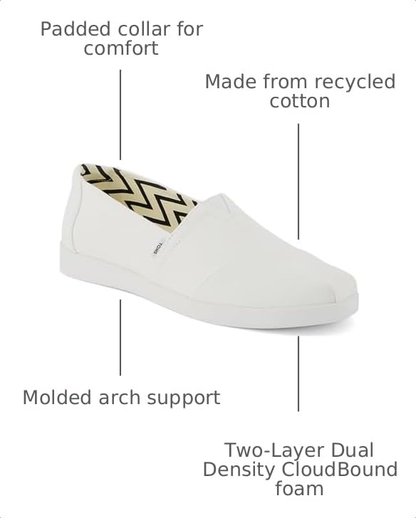 Image of TOMS Women's Alpargata Plus Slip On Espadrille, Textile Upper, Relaxed Fit, CloudBound Insole, Stretchy Easy On and Off