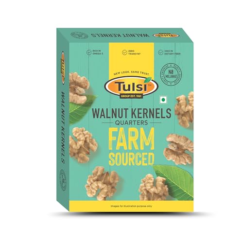 Image of Tulsi California Walnut Kernels Quarter 200g | Brain Food | Without Shell | Akhrot Giri | Rich in Omega-3 | Delightful Snack | Crunchy Nuts | Rich in Dietary Fiber