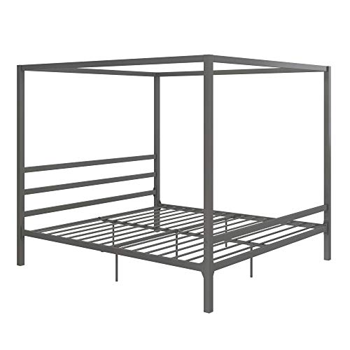 DHP Modern Metal Canopy Platform Bed with Minimalist Headboard and Four Poster Design, Underbed