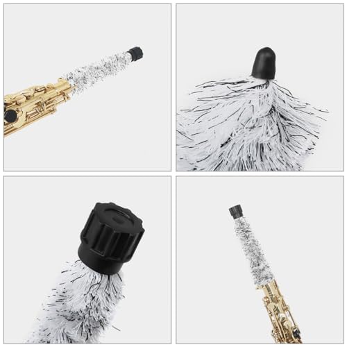 Alasum 2pcs Alto Sax Pad Saver Brush Cleaner Saxophone Cleaning Brush Flute Maintain Care Tool Saxophone Accessories Instrument, 20.83 Inches Long - Thumbnail 6