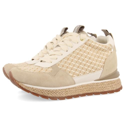 Sneakers Beige DE CUÑA Interna con Estampado GEOMÉTRICO para Mujer Puke