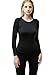 TSLA Women's Thermal Long Sleeve Tops, Mock Turtle & Crew Neck Shirts, Fleece Lined Compression Base Layer, Round Neck Wintergear Black, Medium