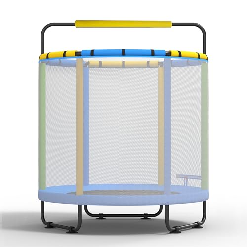 CZCPARY Trampolín para niños, trampolín de exterior para niños, adecuado para niños de 3 a 8 años, adecuado para interior y exterior, con red de seguridad, columpio, 1,45 x 1,7 m, peso 50 kg