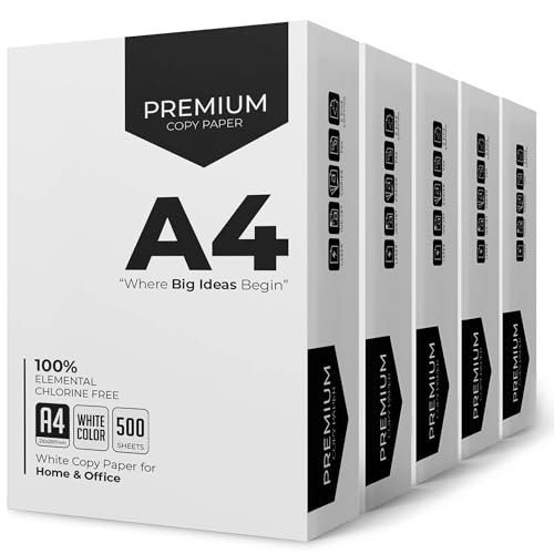 Stick Well A4 Printer Paper - 2500 Sheets White A4 Paper Compatible with Inkjet Laser Printers & Copiers Multipurpose Ideal for Home and Office Printing (5 Reams)