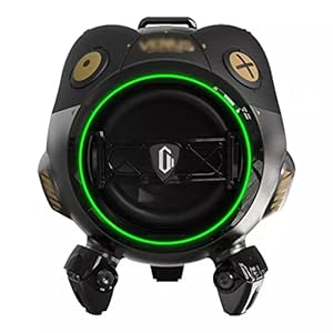 DFGHJK Draagbare Bluetooth Luidspreker Legering Body Mini Wireless Stereo Subwoofer Cool uiterlijk LED Metalen mecha-luidspreker (Color : Black, Size : As the picture shows)