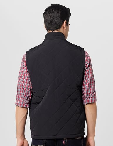 Image of Qube By Fort Collins Men's Sleeveless Jacket - Diamond Quilted Padded Vest for Men | Full Zip High Neck Half Jacket with Stand Collar & Side Pockets for Winter Wear, Office, Travel & Daily Use