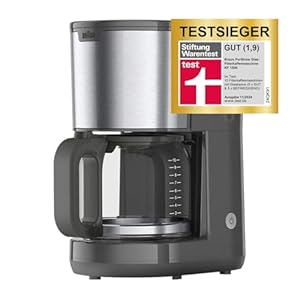 Braun Kaffeemaschine PurShine KF1500GY, Filterkaffeemaschine mit Glaskanne & OptiBrew System, Anti-Tropf-Funktion, Automatische Sicherheitsabschaltung, 10 Tassen Kapazität, 1000W, Grau