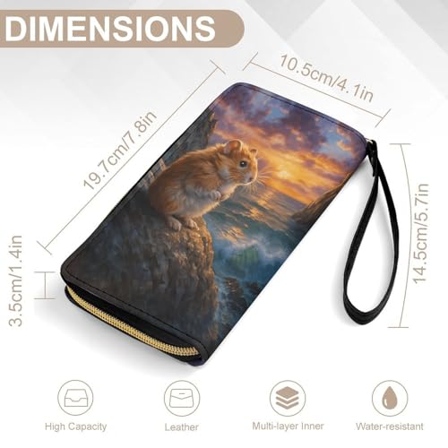 Hamster On Rocks Women's Wallet Wristlet Zipper Purse with Hand Strap Travel Credit Card Holder for Daily Use Gifts2